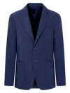 Giorgio Armani Upton Line Single-breasted Linen Canvas Jacket Clothing In Blue