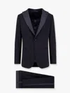 Giorgio Armani Virgin Wool Smoking With Satin Profiles In Blue