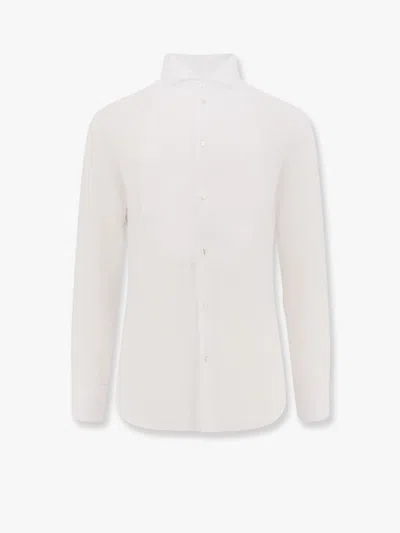 Giorgio Armani Plastron Button-up Long-sleeved Shirt In White