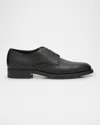 Giorgio Armani Men's Grained Leather Derby Shoes In Solid Black