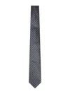 Giorgio Armani Men Grey Chevron Jacquard Silk Tie In Black