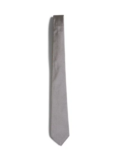 Giorgio Armani Men Grey Jacquard Silk And Cotton Tie In Gray