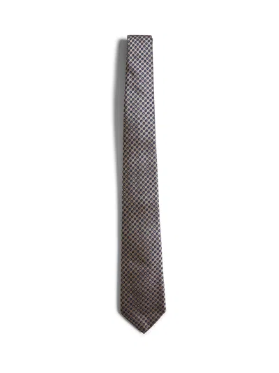 Giorgio Armani Men Grey Jacquard Silk Tie In Gray