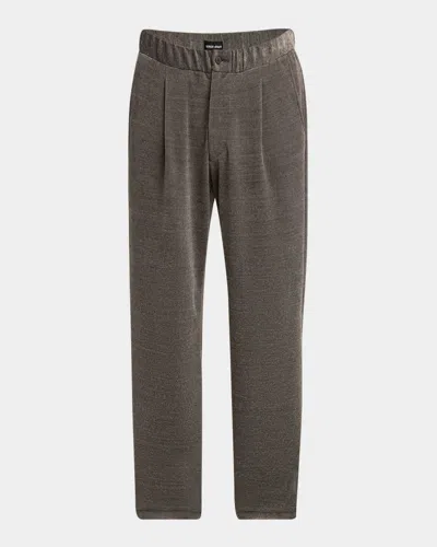 Giorgio Armani Men's Heathered Chenille Relaxed Pleated Pants In Brown