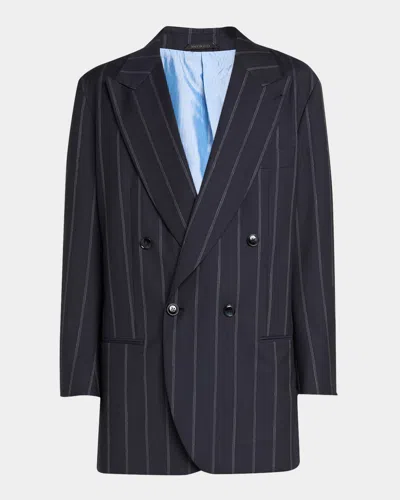 Giorgio Armani Men's Heritage Pinstripe Oversized Suit In Black