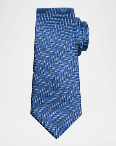 Giorgio Armani Men's Herringbone Silk Tie In Blue
