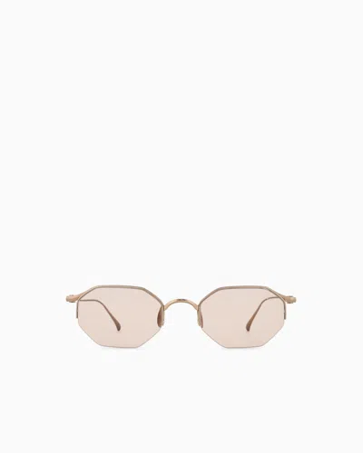 Giorgio Armani Men's Hexagonal-shaped Sunglasses In Gold