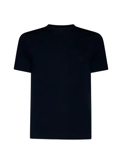 Giorgio Armani Men Icon Crew Neck T-shirt In Stretch Viscose Jersey In Black