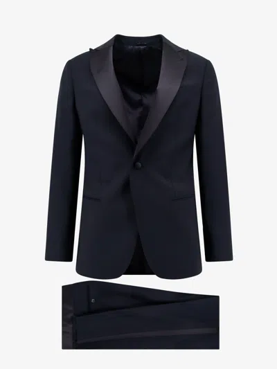 Giorgio Armani Men Icon Virgin Wool Tuxedo With Satin Profiles In Blue