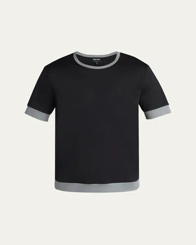 GIORGIO ARMANI MEN'S INTERLOCK JERSEY CREWNECK T-SHIRT