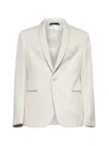 Giorgio Armani Men Ivory Silk Blend Single-breasted Blazer In White