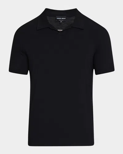 Giorgio Armani Men's Jersey Polo Shirt In Black