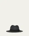 Giorgio Armani Men's Jute Ribbon-band Fedora Hat In Silver