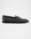 Giorgio Armani Men's Leather Monogram Smoking Slippers In Grey