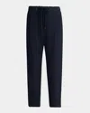 Giorgio Armani Men's Linen Drawstring Trousers In White Multi
