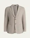 Giorgio Armani Upton Line Single-breasted Jacket In Linen Canvas In Multi