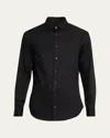 Giorgio Armani Men's Logan Piece-dyed Cotton Sport Shirt In Black