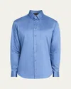 Giorgio Armani Men's Logan Piece-dyed Cotton Sport Shirt In Medium Blue