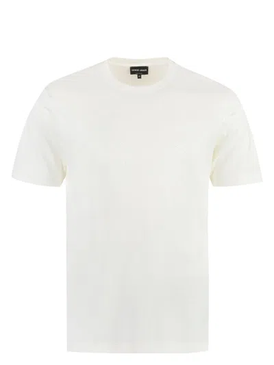 GIORGIO ARMANI MEN'S LOGO EMBROIDERY COTTON T-SHIRT