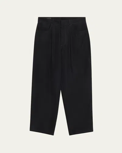 Giorgio Armani Men's Lyocell Relaxed-fit Pleated Trousers In Black