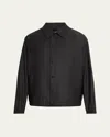 Giorgio Armani Virgin Wool And Cashmere Blouson With Jacquard Pinstripes In Striped Grey