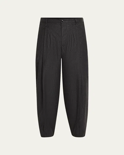 Giorgio Armani Men's Madison Capsule Pinstripe Trousers In Striped Grey