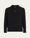Giorgio Armani Long-sleeved Stretch Polo Shirt In Cashmere And Silk