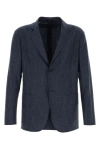 Giorgio Armani Men Melange Dark Blue Wool Blend Blazer In Blue