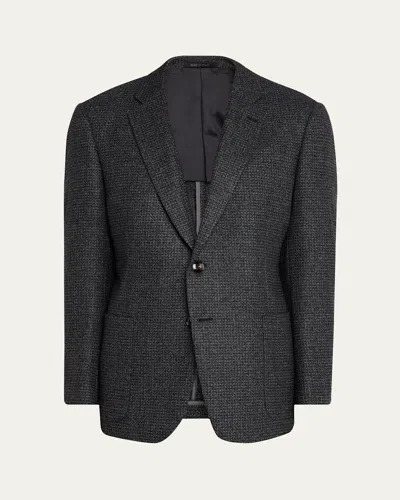 Giorgio Armani Men's Melange Patch-pocket Sport Coat In Solid Medium Blue