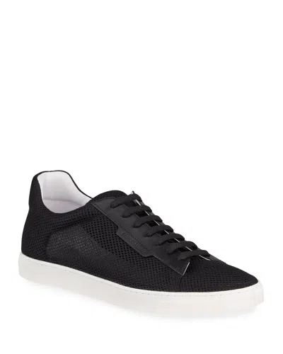 Giorgio Armani Men's Mesh & Leather Low-top Sneakers In Black
