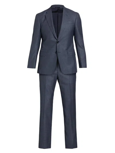 Giorgio Armani Men's Micro Box Wool Suit In Blue