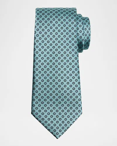 Giorgio Armani Men's Micro-circle Silk Tie In Aquamarine