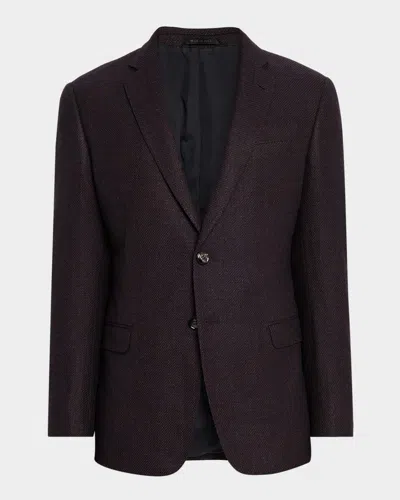 GIORGIO ARMANI MEN'S MICRO GRID TEXTURED BLEND SPORT COAT