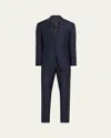 Giorgio Armani Manhattan Line Pinstriped Virgin-wool Single-breasted Suit In Medium Blue