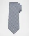 Giorgio Armani Men's Micro-stripe Silk And Cotton Tie In White