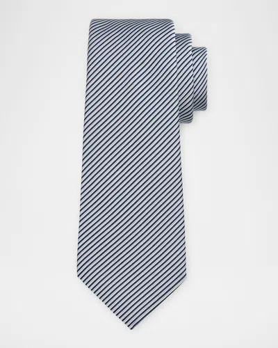 Giorgio Armani Men's Micro-stripe Silk And Cotton Tie In White