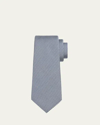 Giorgio Armani Men's Micro-stripe Silk And Cotton Tie In Light Blue