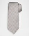 Giorgio Armani Men's Micro-stripe Silk And Cotton Tie In Pearl