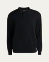Giorgio Armani Men's Milano Stitch Wool Polo Sweater In Black