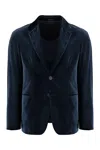 Giorgio Armani Single-breasted Velvet Jacket In Blue
