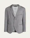Giorgio Armani Men's One Shot Linen-wool Sport Coat In Gray Multi
