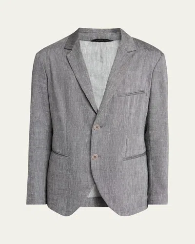 Giorgio Armani Men's One Shot Linen-wool Sport Coat In Gray Multi
