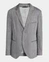 Giorgio Armani Men's One Shot Linen-wool Sport Coat In Gray Multi