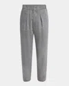 Giorgio Armani Men's One Shot Linen-wool Trousers In Multi Gray