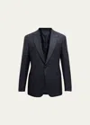 Giorgio Armani Men's Patterned Wool-blend Dinner Jacket In Solid Dark Blue