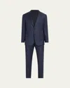 Giorgio Armani Men's Plaid Wool Suit In Solid Dark Blue