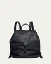 Giorgio Armani Men's Pebble Leather Flap-top Backpack In Black