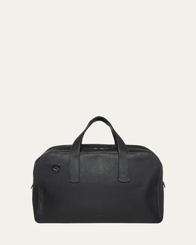 Giorgio Armani Men's Pebbled Leather Duffel Bag In Black