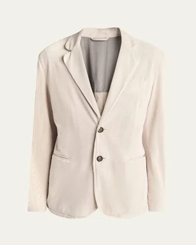 Giorgio Armani Men's Perforated Suede Sport Coat In Beige