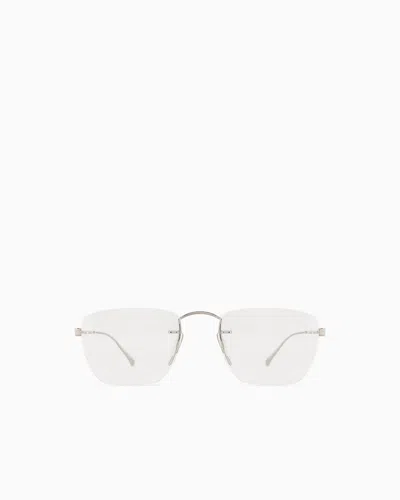Giorgio Armani Men's Pillow Glasses In Silver